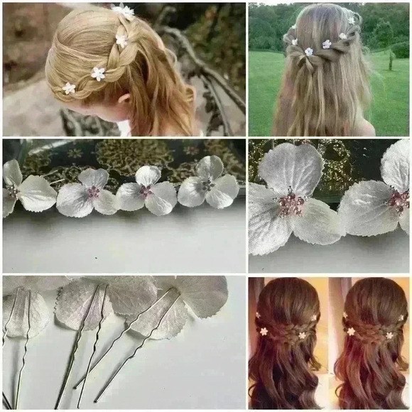 Floral hair pin set of 4 flower can  be removed - Picture 1 of 3